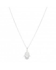 New Sterling Silver Hamsa Hand Pendant and Chain Necklace