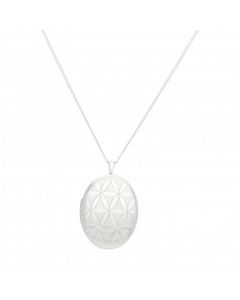 New Sterling Silver Oval Locket Pendant & 18 Inch Necklace