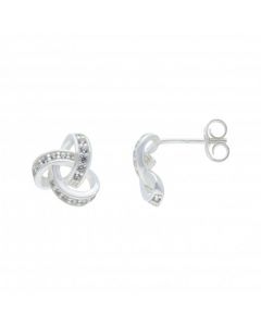 New Sterling Silcer Cubic Zirconia Knot Stud Earrings