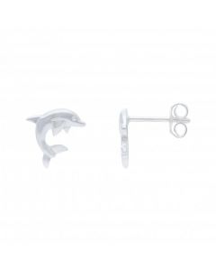 New Sterling Silver Dolphin Stud Earrings
