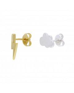 New Sterling Miss-Matched Bolt & Cloud Stud Earrings