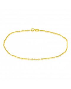New 9ct Yellow Gold 9 Inch Twisted Curb Anklet