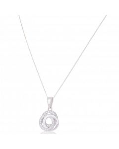 New Sterling Silver Cubic Zirconia Knot Pendant & Chain Necklace