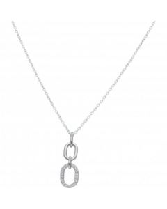 New Sterling Silver Cubic Zirconia Oval Pendant & Necklace