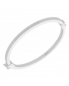 New Sterling Silver Polished Hinged Ladies Oval Bangle