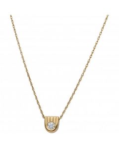 Pre-Owned 9ct Gold Cubic Zirconia Pendant & Chain Necklace