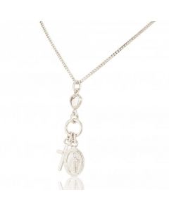 New Sterling Silver Religious Charms Pendant Necklace