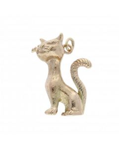 Pre-Owned 9ct Yellow Gold Cat Charm Pendant