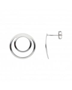 Pre-Owned 9ct White Gold Double Circle Stud Earrings