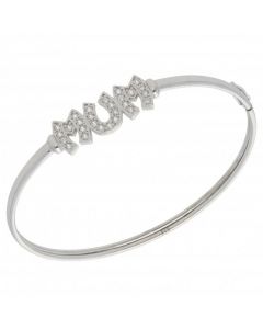 New Sterling Silver Cubic Zirconia Mum Bangle
