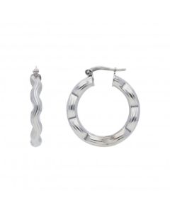 Pre-Owned 9ct White Gold Wave Creole Earrings