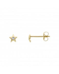 New 9ct Yellow Gold Cubic Zirconia Tiny Star Stud Earrings