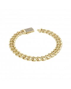 New 9ct Gold Heavy Cubic Zirconia Mens Cuban Curb Bracelet 1.2oz