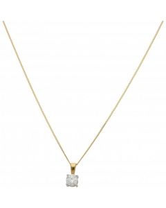 New 18ct Yellow Gold 0.50ct Diamond Solitaire Pendant & Necklace