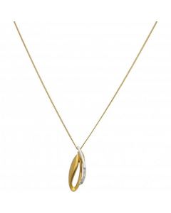 New 9ct Yellow & White Gold Diamond Loop Pendant & Necklace