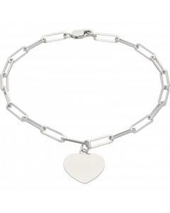 New Sterling Silver Paperclip Link Bracelet & Heart