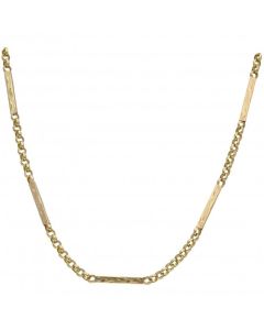 Pre-Owned 9ct Gold Belcher & Patterned Bar Link Chain Neclace