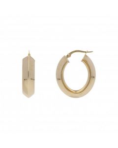 Pre-Owned 9ct Yellow Gold Oval Ridged Creole Earrings