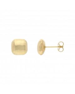 New 9ct Yellow Gold faceted Square Domed Stud Earrings