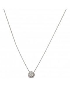 New 9ct White Gold 0.11ct Diamond Cluster Pendant & Necklace