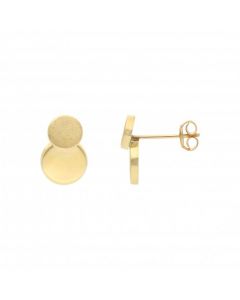 New 9ct Yellow Gold Matt & Polished Double Circle Stud Earrings
