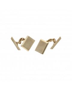 Pre-Owned 9ct Yellow Gold Patterned Rectangle Cufflinks