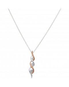New Sterling Silver Triple Cubic Zirconia Pendant & Necklace