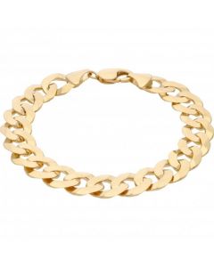 New 9ct Yellow Gold Solid 9 Inch Heavy Flat Curb Bracelet 1oz