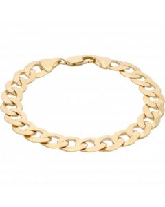 New 9ct Yellow Gold Solid 8.5Inch Heavy Flat Curb Bracelet 21.7g