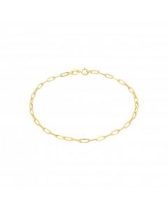 New 9ct Yellow Gold 7.5Inch Hollow Paperclip Link Chain Bracelet