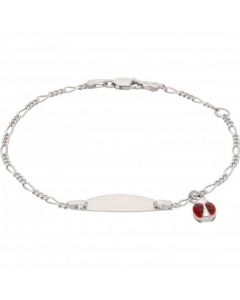 Pre-Owned 9ct White Gold 6.5  Identity Bracelet & Ladybird Charm