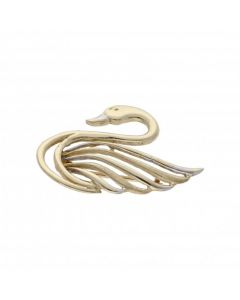 Pre-Owned 9ct Yellow & White Gold Swan Brooch