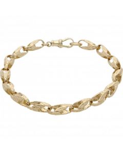 New 9ct Gold 9Inch Solid Pattern Tulip Link Bracelet 18grams
