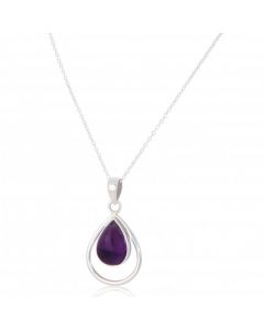 New Sterling Silver Amethyst Pendant & 20 Inch Chain Necklace