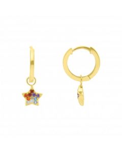 New Sterling Silver & Gold Plate Multi Colour Star Charm Huggie