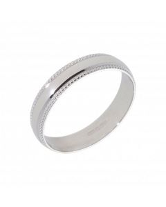 Pre-Owned 9ct White Gold 5mm Patterned Edge Wedding Band Ring