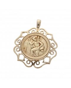 Pre-Owned 9ct Yelow Gold St.Christopher Coin Style Pendant