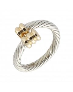 Pre-Owned 9ct Yellow & White Gold Twist Torque Ring
