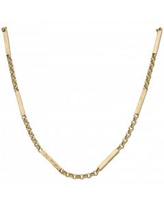 Pre-Owned 9ct Gold 18" Patterned Bar & Belcher Chain Necklace