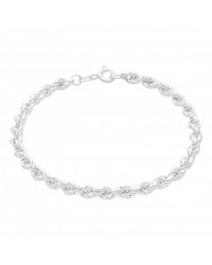 New Sterling Silver 7 Inch Hollow Rope Bracelet