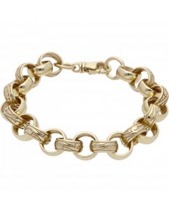 New 9ct Gold Heavy 9Inch Pattern & Polish Belcher Bracelet 1.2oz