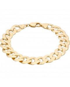New 9ct Yellow Gold 8.5 Inch Heavy Flat Curb Bracelet 30.g