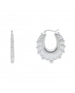 New Sterling Silver Large Oval Traditional Creole Hoop Earrings