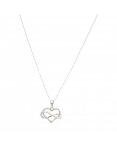 New Sterling Silver Infinity Heart Pendant & 18" Chain Necklace