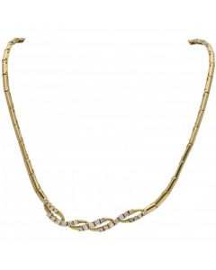 Pre-Owned 18ct Yellow Gold 14 Inch Diamond Set Wave Necklet