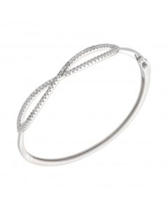 New Sterling Silver Cubic Zirconia Woven Design Bangle