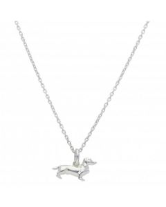 New Sterling Silver Dachshund Sausage Dog Pendant & 18" Necklace