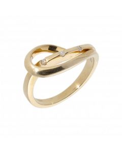 Pre-Owned 9ct Yellow Gold Diamond Set Wave Dress Ring