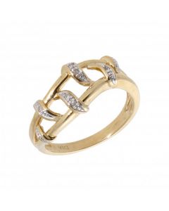 Pre-Owned 9ct Yellow Gold Diamond Set Split Wave Ring