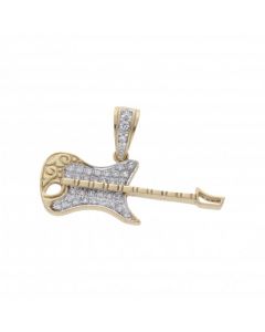 Pre-Owned 9ct Yellow Gold Cubic Zirconia Set Guitar Pendant